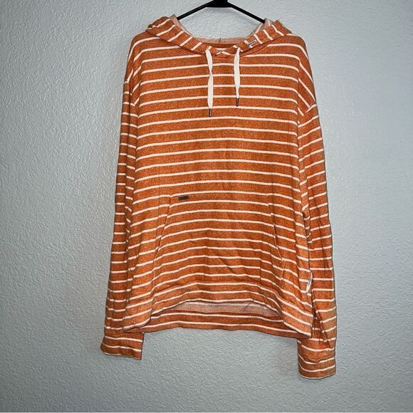 Rip Gurl Womens Striped Drawstring Long Sleeve Knit Hooded Sweater Orange XL - Picture 1 of 10